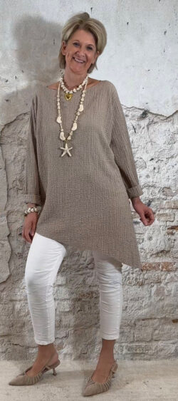 169929. Indy oversized viscose mousseline asy shirt taupe