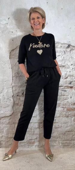 167001. Ailan pullover j’adore korte mouw zwart