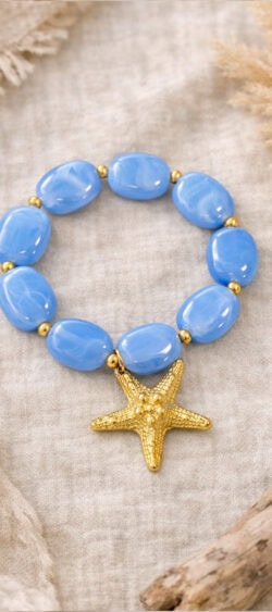 Sil elastische armband star blue