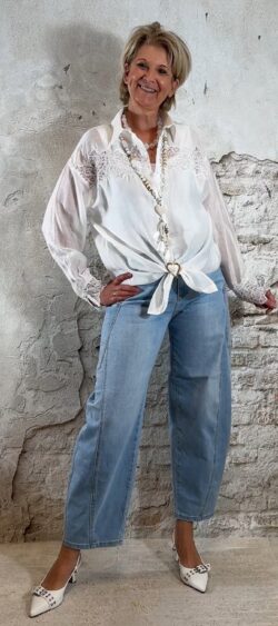 171601. Evy blouse met kant wit