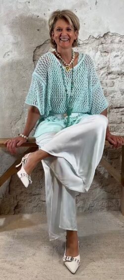 169824. Bibi gehaakte oversized pullover mint