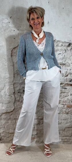 173235. Aillan lurex mesh vestje silver blue (1 april op voorraad, je kunt al bestellen)