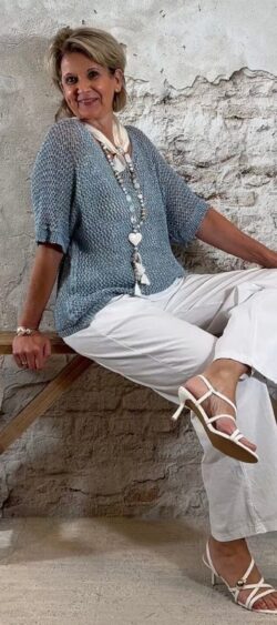 173248. Aillan mesh lurex pullover Silver Blue (1 april op voorraad, je kunt al bestellen)