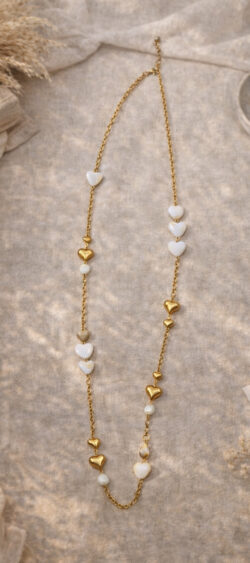Sil lange ketting hearts beige (10 maart op voorraad, je kunt al bestellen)