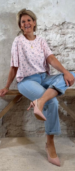 Floor casual sweater mini bloem roze