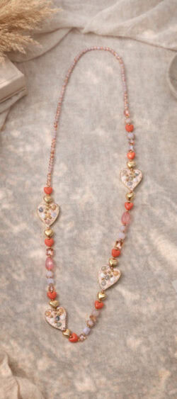 168506. Sil Ibiza ketting hearts roze/koraal (10 maart op voorraad, je kunt al bestellen)