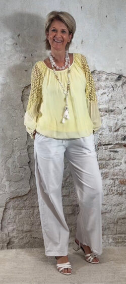 171833. Ailan zijden ballontop met kant geel (24 maart op voorraad, je kunt al bestellen)