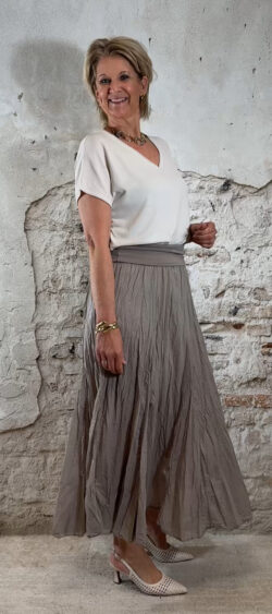 Rok crinkle katoen taupe - Ailan 168786