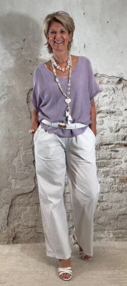 172671. Bibi oversized cotton pullover v-hals Lila (24 maart weer op voorraad, je kunt al bestellen)