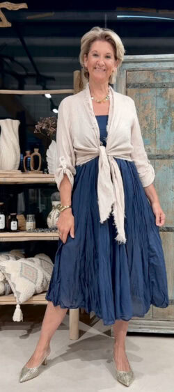 Crinkle rok / jurkje donkerblauw – Ailan 168783