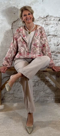 171612. Evy gobelin look zomerjasje roze/beige (24 maart weer op voorraad, je kunt al bestellen)