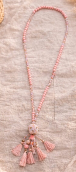 171880. Sil ibiza ketting star ball roze