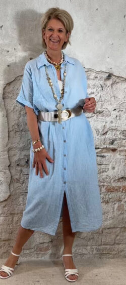 170404. Mousseline allround long blouse lichtblauw