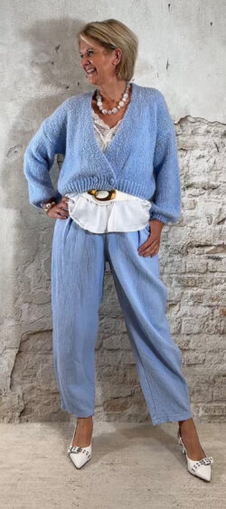 Chunky overslag vest lichtblauw Evy