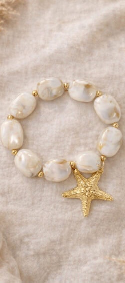 170187. Sil elastische armband star beige