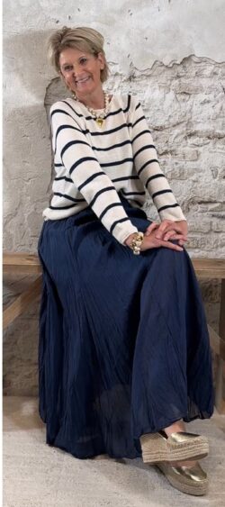 168387. Len deauville pullover donkerblauw/ecru