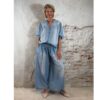 lyocel jeans blouse dames lichtblauw oversized ballonmouw luchtig ibiza stijl denim