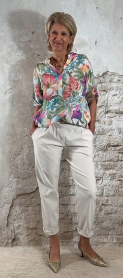 Comfy stretch pantalon ecru Ailan