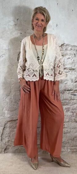 India strik vestje ecru Floor