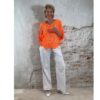 Gehaakte ibiza top dames neon orange met v-hals