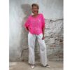 Gehaakte ibiza top dames neon pink met v-hals