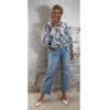 ibiza blouse dames jeansblauw bloemen ballonmouw luchtig wijde zomerblouse ibiza stijl
