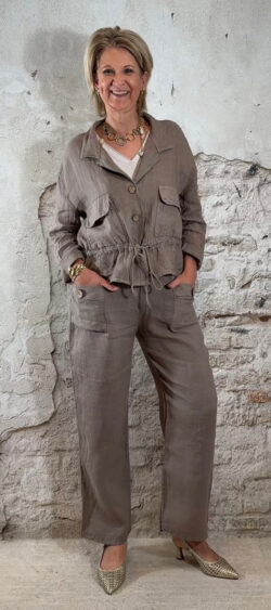 Linnen blouson taupe Evy