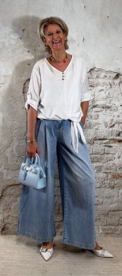 Crinkle knoopblouse wit Bibi