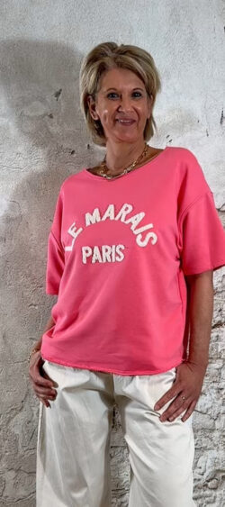 jogging sweater katoen Le Marais Paris roze framboos dames