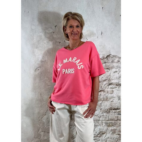 jogging sweater katoen Le Marais Paris roze framboos dames