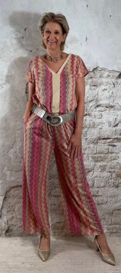 Dun gebreid truitje met korte mouw Inka  roze Zig-Zag - Len 178373