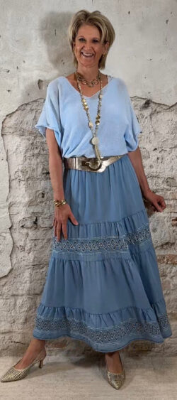 Dunne jeans rok borduur Evy 179300 (5 mei op voorraad, je kunt al bestellen)