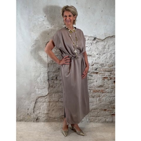Maxi shirt dress taupe