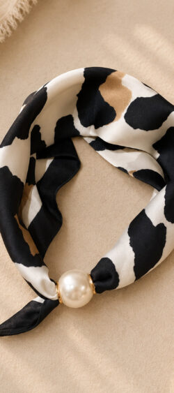 Kraalsjaal met magneet Leopard zwart/grijs/beige - Sil.
