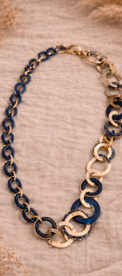 Lange chunky ring ketting donkerblauw