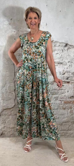 Wonderjumpsuit Peacock oranje/khaki Len 178463