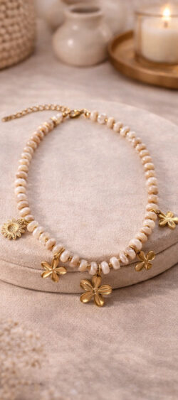 175235. Sil ketting flowers