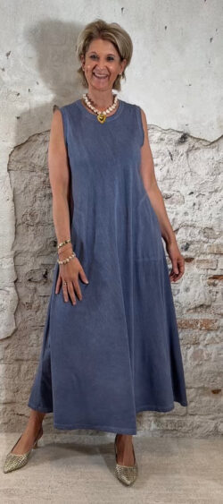 Maxi shirt dress mouwloos jeansblauw Floor✔️