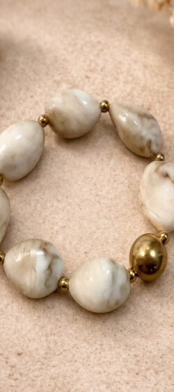 QY2601. Elastische armband chunky marmerlook