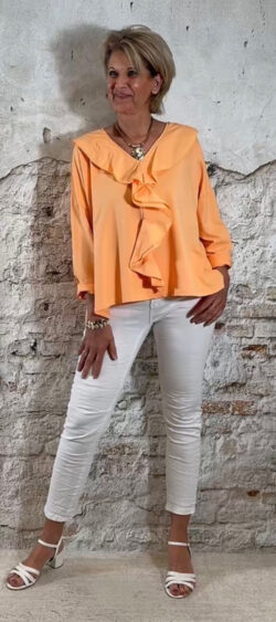 Oranje sweater met ruffle kraag Floor