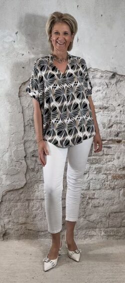 Deal print blouse zwart