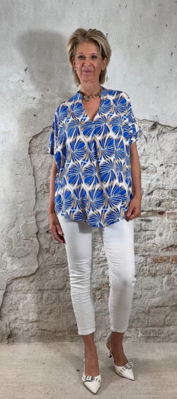 Deal print blouse kobalt