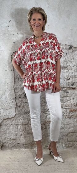 Deal print blouse rood