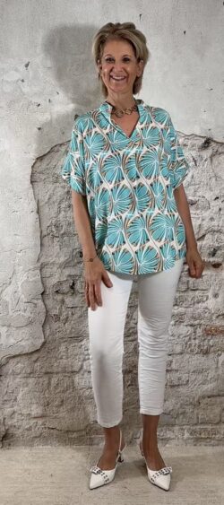Deal print blouse turquoise