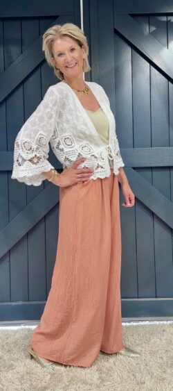 Vestje met striksluiting India katoen wit - Floor 180788