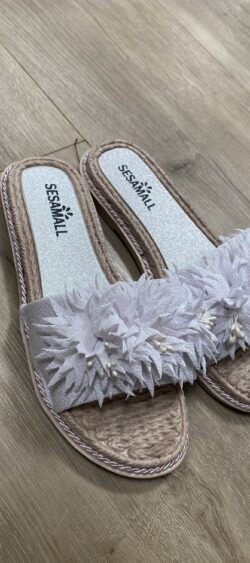 Ibiza slippers flower wit
