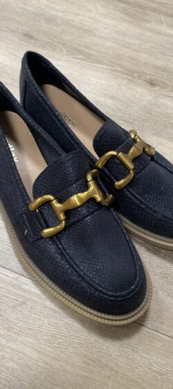 Loafer met gouden gesp donkerblauw