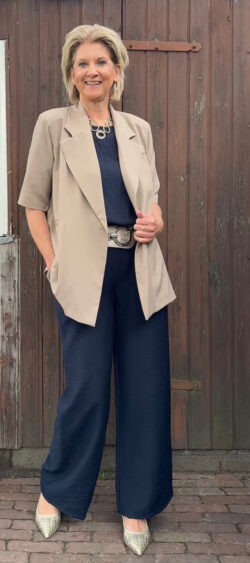 Blazer met korte mouwen zand - Floor 179745