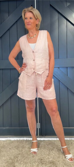 Linnen gilet roze - Evy 180795