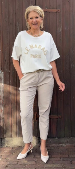 Sweater korte mouw Paris off white - Ailan 180271